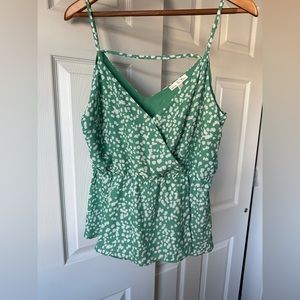 Green and white summer blouse